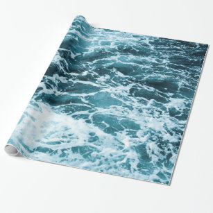 Blue waves ocean background wrapping paper