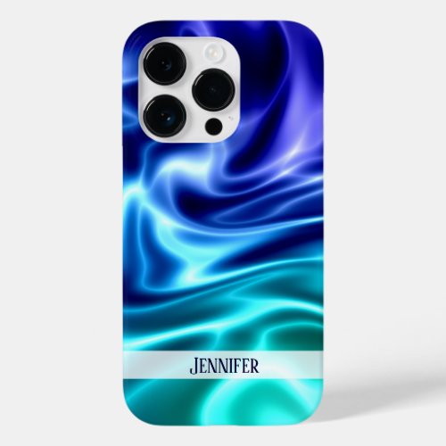 Blue waves of silk personal name band Case_Mate iPhone 14 pro case