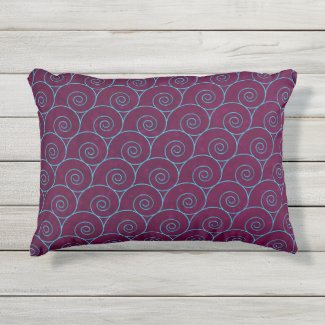 Blue Waves on Purple Outdoor Pillow