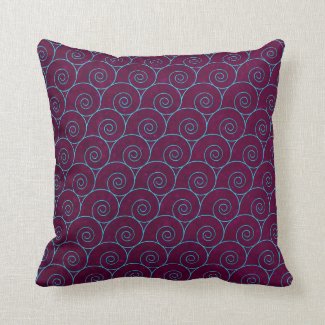 Blue Waves on Purple Throw Pillow