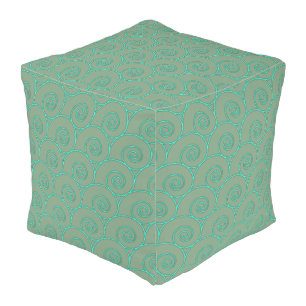 Blue Waves on Sage Outdoor Pouf