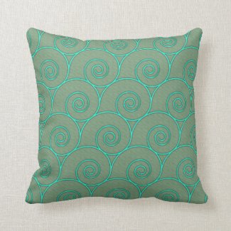 Blue Waves on Sage Throw Pillow