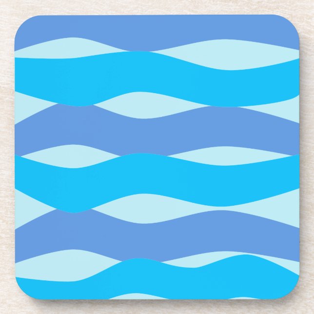 Blue Waves Pattern Beverage Coaster (Front)