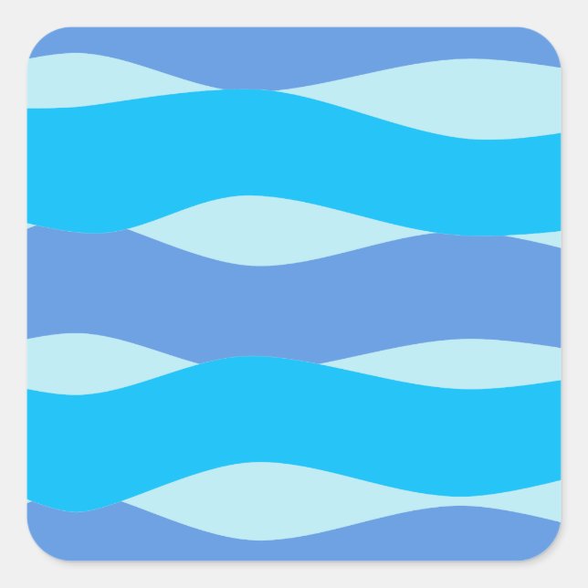 Blue Waves Pattern Square Sticker (Front)