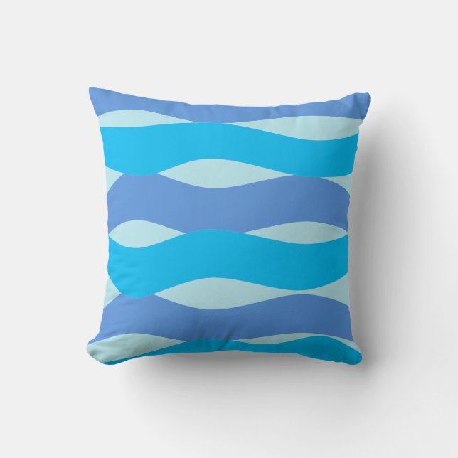 Blue Waves Pattern Throw Pillow (Front)