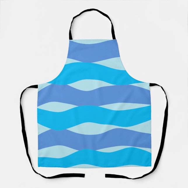 Blue Waves Pattern Throw Pillow Apron (Front)