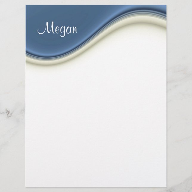 Blue Waves Personal Letterhead Stationery (Front)
