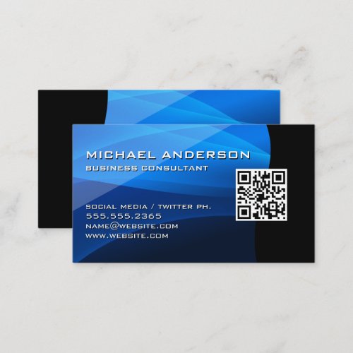 Blue Waves  QR Code Business Card