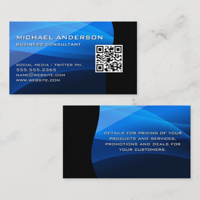 Blue Waves | QR Code Business Card (Front/Back)