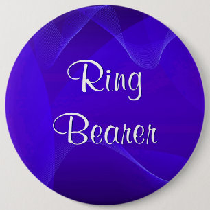 Blue Waves Ring Bearer Pinback Button