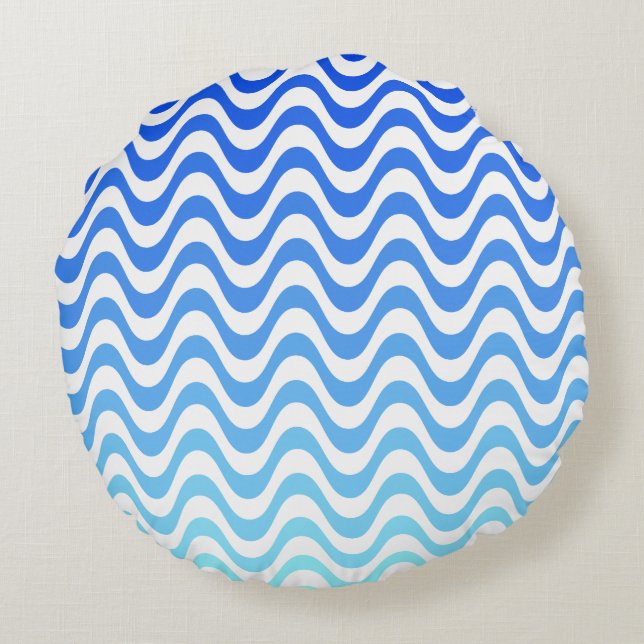 Blue Waves Round Pillow (Back)