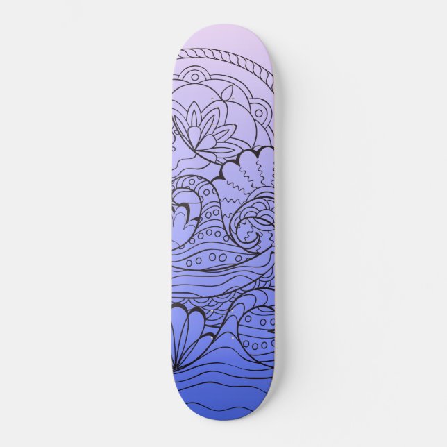 blue waves skateboard deck (Front)