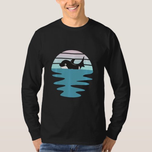 Blue Waves Sunset Orca Killer Whale Orca Whale  T_Shirt