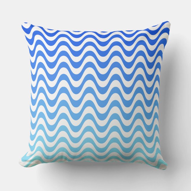 Blue Waves Throw Pillow (Front)