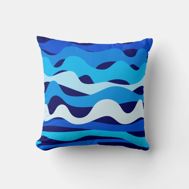 Blue waves throw pillow (Front)