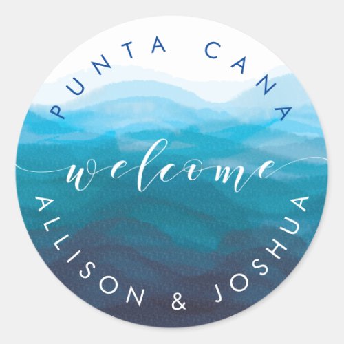 Blue Waves Welcome Sticker Tag Hotel Welcome Bag