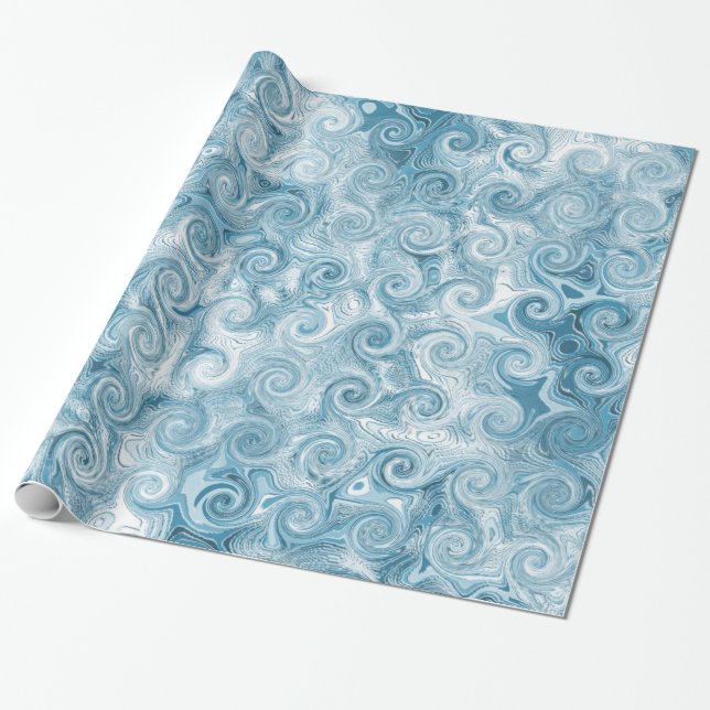 Blue Waves Wrapping Paper (Unrolled)