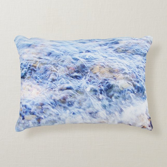 Blue waving water accent pillow (Front)