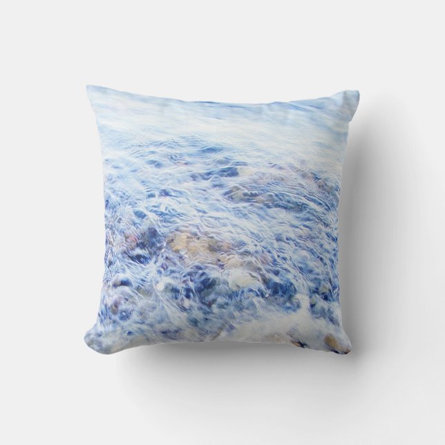 Blue waving water throw pillow (Front)