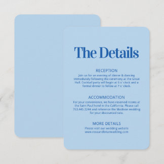 Blue Wavy Cabana Stripes Wedding Enclosure Card