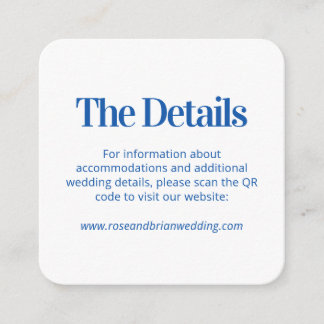 Blue Wavy Cabana Stripes Wedding QR Enclosure Card