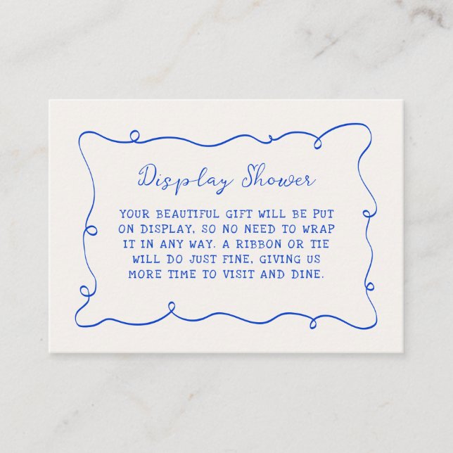 Blue Wavy Frame Bridal Shower Display Shower Enclosure Card (Front)