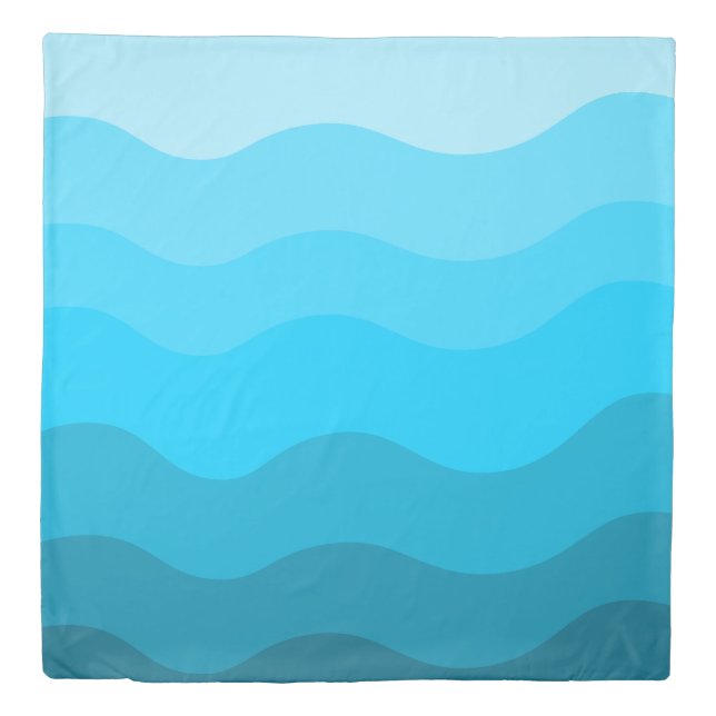 Blue wavy gradient  duvet cover (Front)