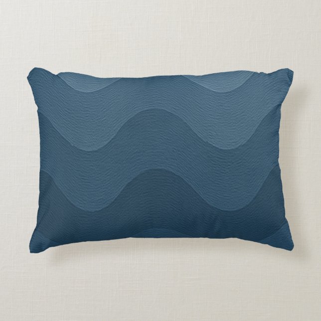 Blue Wavy-Inspired Pattern Accent Pillow (Front)