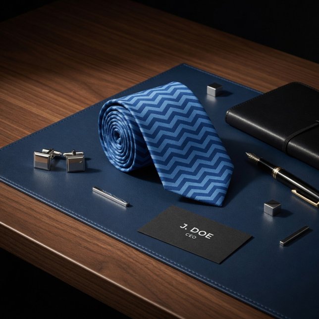 Blue Wavy Lines Neck Tie (Creator Uploaded)