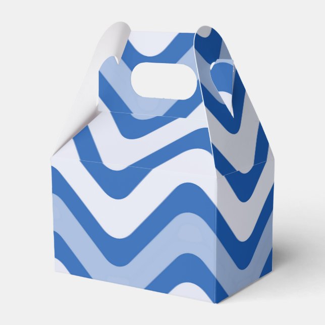 Blue Wavy Lines Pattern Favor Boxes (Front Side)