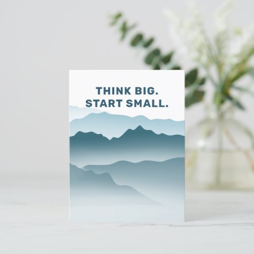 Blue Wavy Mountains Landscape Inspiring Quote Postcard