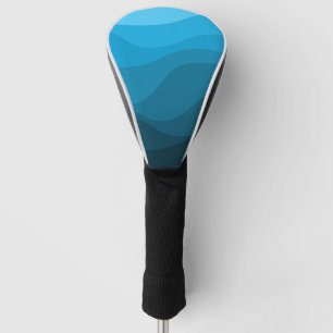 Blue wavy ocean retro style waves design golf head cover
