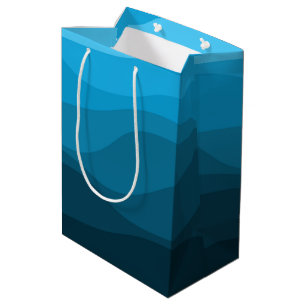 Blue wavy ocean retro style waves design medium gift bag
