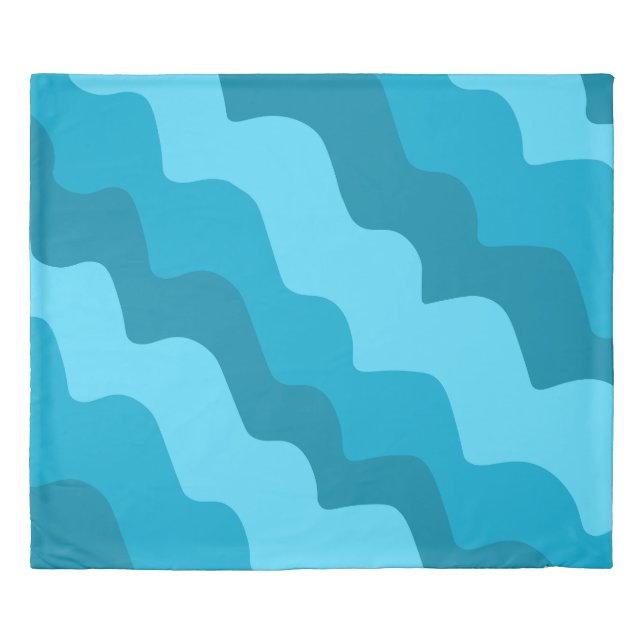 Blue wavy ocean waves gradient  duvet cover (Front)