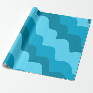 Blue wavy ocean waves gradient wrapping paper