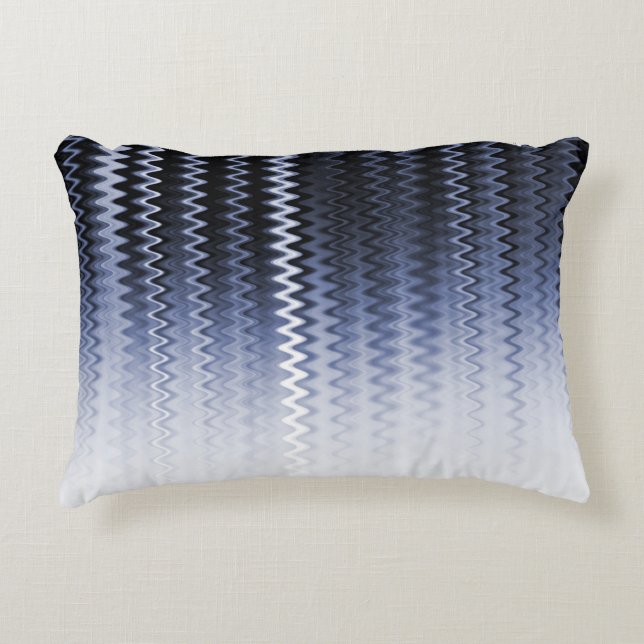 Blue Wavy Pattern Accent Pillow (Front)