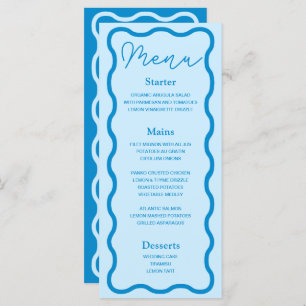 Blue Wavy Retro Wedding Menu