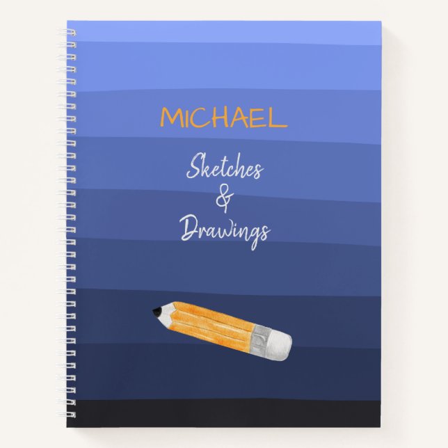 Blue Wavy Shades Personalized Text Notebook (Front)