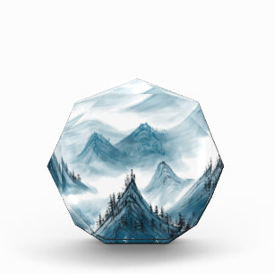 Blue Wavy Smoky Mountains Landscape  Acrylic Award