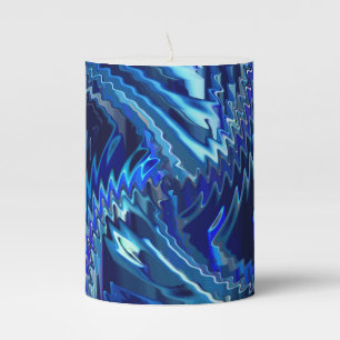 Blue wavy star with zig zag strokes pillar candle