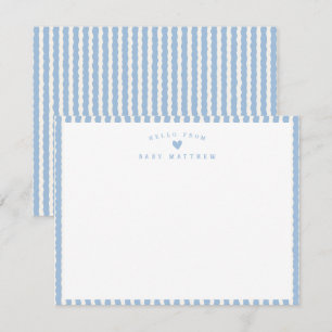 Blue Wavy Striped Stripe Baby Shower Note Card