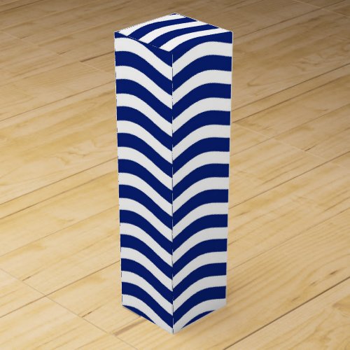 Blue Wavy Stripes Nautical Pattern Cool Effect Wine Box