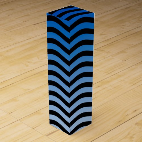 Blue Wavy Stripes Nautical Pattern Cool Effect Wine Box