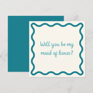 Blue Wavy Will you be my maid of honor? Proposal Invitation