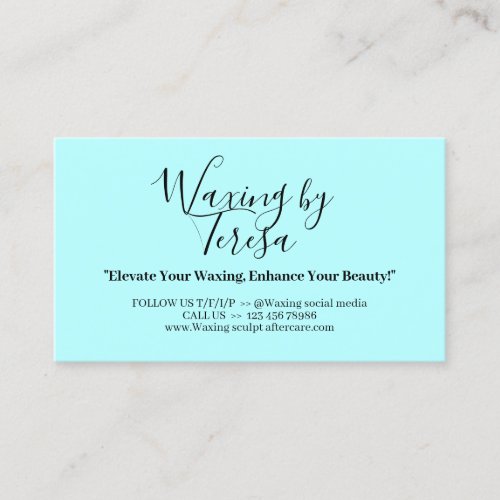 Blue Waxing aftercare twelve instruction Business Card