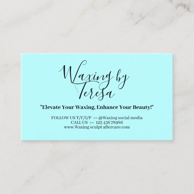 Blue Waxing aftercare twelve instruction Business Card