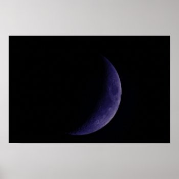 Blue Waxing Crescent Moon Poster by Solasmoon at Zazzle