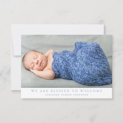 Blue We Are Blessed Photo Collage Baby Boy Birth Announcement