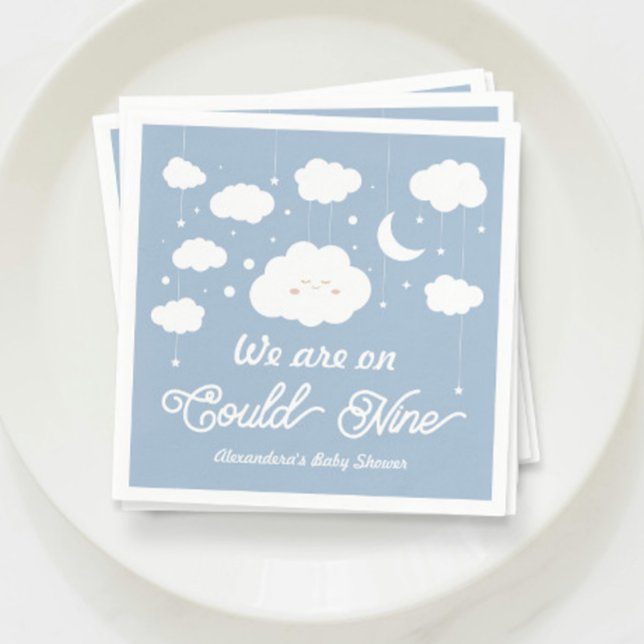Blue We are on Cloud 9 baby shower Napkins (Creator Uploaded)