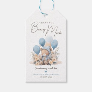 Blue We Can Bearly Wait Baby Shower Favor  Gift Tags
